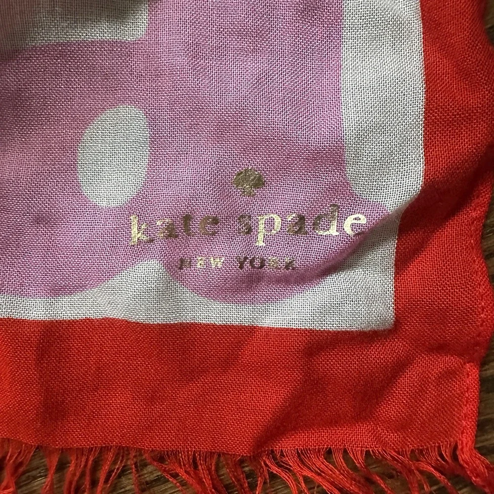 Kate Spade New York Brighton Beach Phrases Scarf Multicolor Viscose 30x80 Fringe